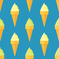 Seamless pattern with ice cream cones. Vector texture.