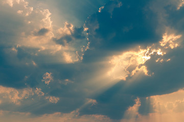 Beautiful cloud and sky sunlight ray while sunset in twilight ti