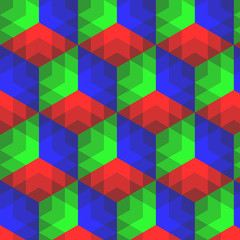 Abstract red, blue, green hexagon background pattern