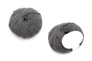 two skeins of thread for knitting on a white background - 120395875