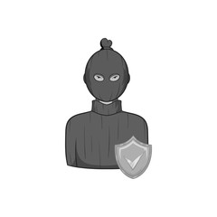 Robbery insurance icon in black monochrome style on a white background vector illustration