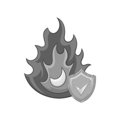 Fire insurance icon in black monochrome style on a white background vector illustration