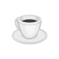Cup of tea or coffee icon in black monochrome style on a white background vector illustration