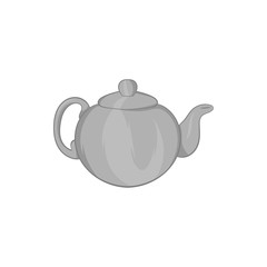 Teapot icon in black monochrome style on a white background vector illustration