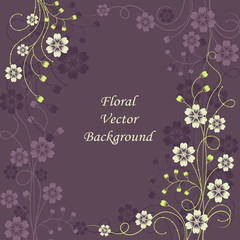 Beautiful floral pattern on violet background