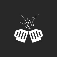 Cheers beer glasses sign simple icon on background