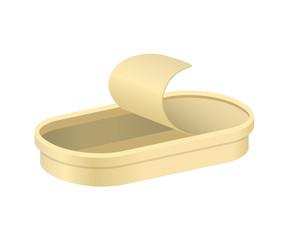 Empty opened oblong tin