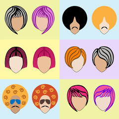 Stylish colored wigs set