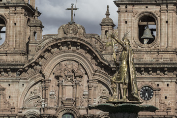 Fototapeta na wymiar La Compania de Jesus church on Plaza de Armas square in Cuzco, P