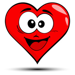 Illustration of a red heart with smile - love concepts