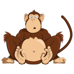Obraz premium Illustration of surprised monkey. Portrait of animal isolated on white background. 