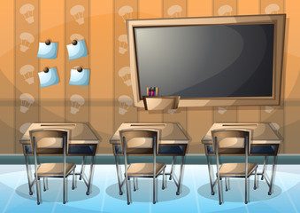 cartoon vector illustration interior classroom with separated layers in 2d graphic