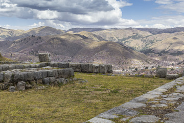 Fototapeta na wymiar Stonework of the walls of Sacsayhuaman, in Cusco, Peru