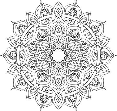 Vector outline ornate mandala illustration