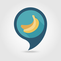 Naklejka na ściany i meble Banana flat pin map icon. Tropical fruit