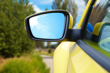 Side rear-view mirror on a modern car