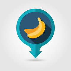 Obraz na płótnie Canvas Banana flat pin map icon. Tropical fruit