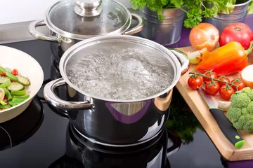 Türaufkleber pan of boiling water © Nitr
