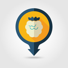 Raspberry flat pin map icon. Berry fruit