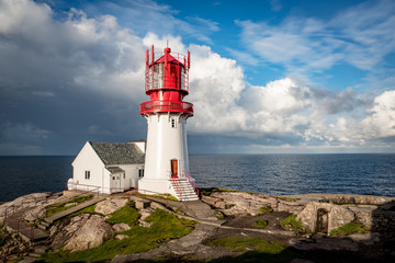 Lindesnes Fyr Lighthouse, Norway - obrazy, fototapety, plakaty