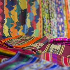 Colorful Fabric at market in Peru, South America