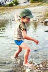 Playing in river water