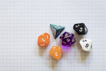 Group of role dices on a paper