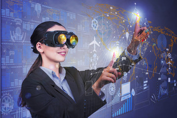 Businesswoman in data mining concept