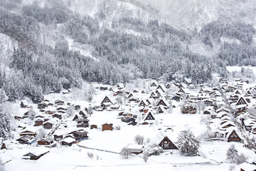 Historic Village of Shirakawago in winter