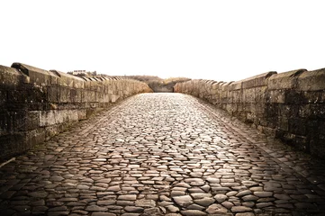 Gardinen Brücken Old stone bridge, isolated with white background. Artistic dramatic edit  © t0m15