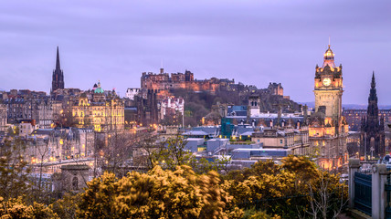 Fototapeta na wymiar Edinburgh, Scotland. Evening cityscape, view from the Calton Hill