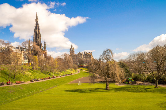 Edinburgh, Scotland. Princess Street Gardens with Scott Monument