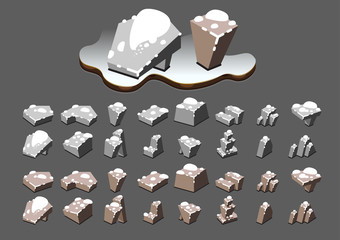 Isometric stones at winter for video games