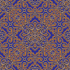 Vintage swirly ornament, seamless pattern