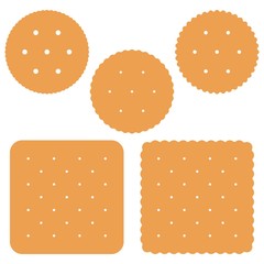 Set of square and round Cracker on white background vector