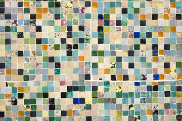 Colorful mosaic made of little ceramic tiles
