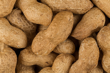 Pile of peanuts shells close up