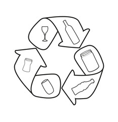 Glass recycling vector icon, simbolo del riciclo del vetro vettoriale