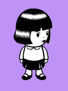  Doll looking at one side. Vector illustration