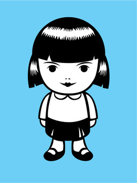 Black and white Doll. Vector Illustration