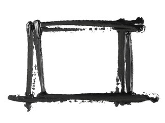 photo black grunge brush strokes oil paint isolated on white background