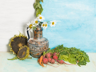 Bright still life with vegetables