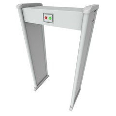 Metal detector scanner. 3D render isolated on white.