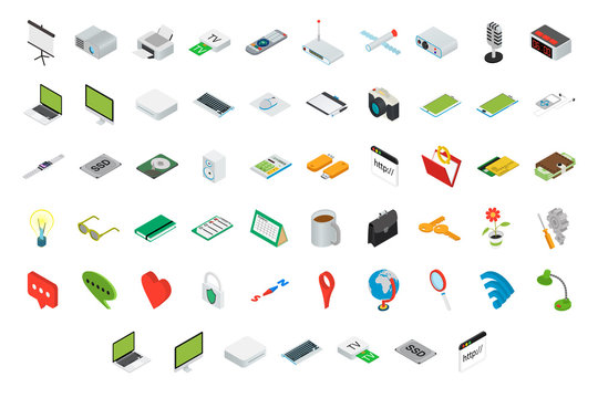 Big set of isometric volumetric icons