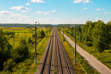 Fototapeta na wymiar railway and forest top view