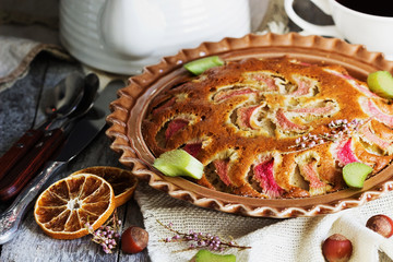 Homemade rhubarb pie