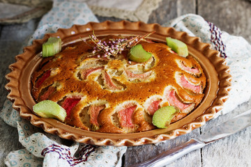 Homemade rhubarb pie