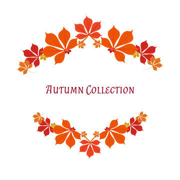 Autumn frame. Vector background. Vector illustration. Floral vector pattern. Fashion Graphic Design. Beauty concept. Bright colors leaves. Template for prints, textile, wrapping and decoration.