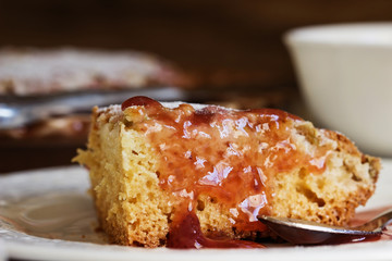 Homemade cake with rhubarb