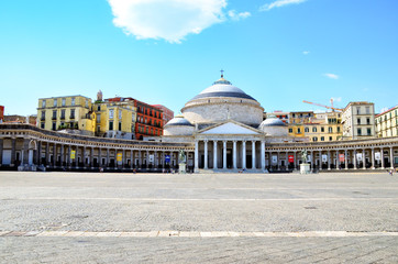 square and statues in Piazza Plebiscito, Naples, Italy